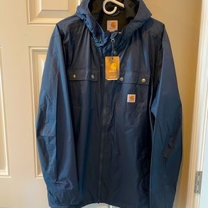 Men’s Carhartt Hooded Rain/Wind Jacket BRAND NEW w/ Tags. Navy Blue. Size XL.